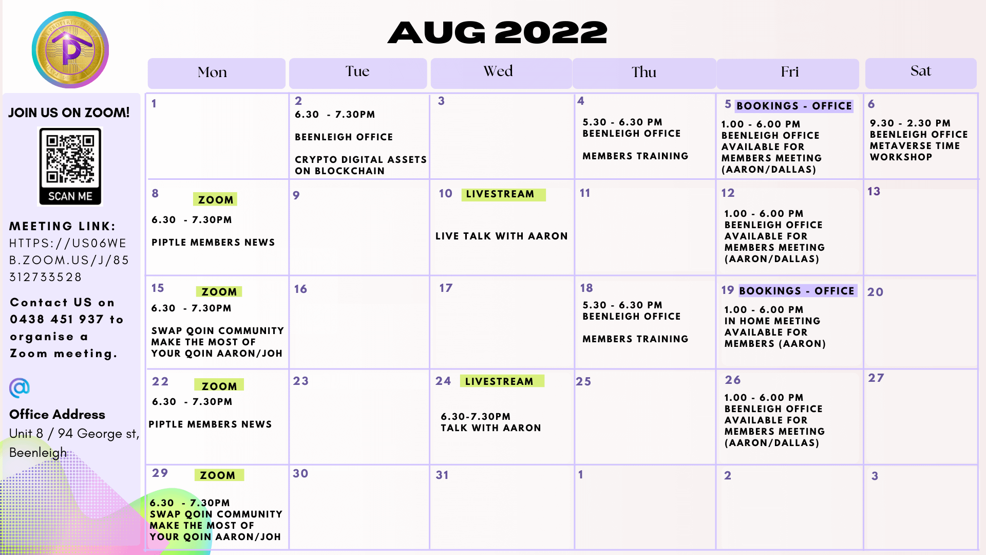 August Calendar 2022